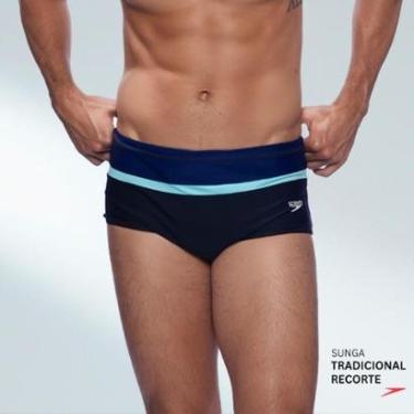 Imagem de Sunga Tradicional Recorte Praia Piscina Speedo - Verde Acqua Preto-Masculino