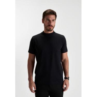 Imagem de Camiseta docthos slim manga curta gola alta textura listrada, 003 pret