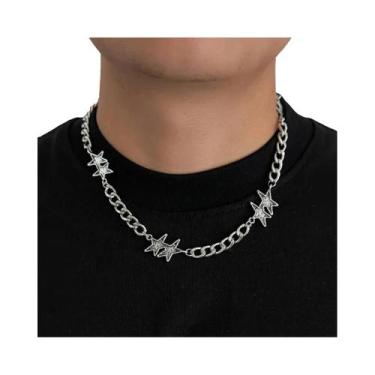 Imagem de Colar Vintage Ajustável De Prata Com Estrela Para Homens, Corrente De 