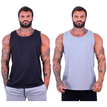 Imagem de Kit 2 Regatas Clássicas MXD Conceito Slim Cores Básicas e Mescladas Lisas-Masculino