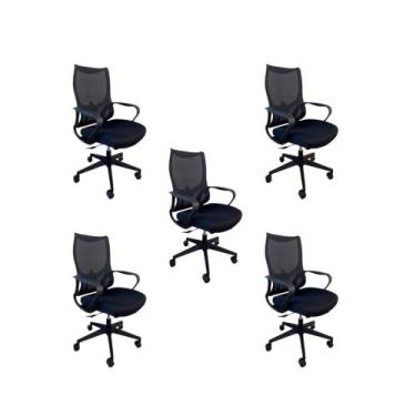 Imagem de Kit 5 Cadeiras De Escritório Presidente Oficial Verona Sem Apoio - Ofi