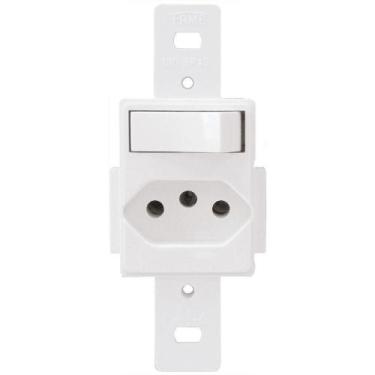 Imagem de Tomada 2p+t 10a 250 Volts Com 1 Interruptor Simples Blanc - 1339 - Fam