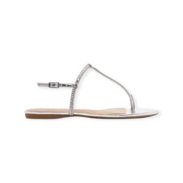 Imagem de Sandália Rasteira Feminina Arezzo Strass Slim Prata-Feminino