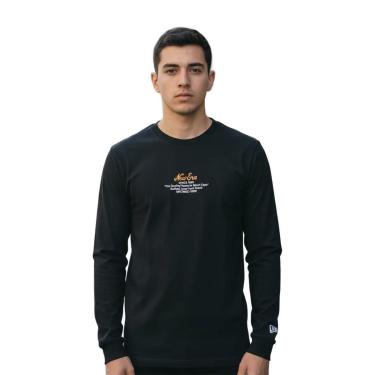 Imagem de CAMISETA MASCULINA NEW ERA MANGA LONGA LOGO HISTORY BRANDED NEI24TSH046 PRETA-Masculino
