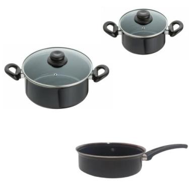 Imagem de Kit Jogo de Panelas 3 peças Esmaltada Indução Cooktop JJB - JJB Utilid