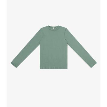 Imagem de Blusa Feminina Manga Longa Cotton Básica Rovitex Verde, G, Verde