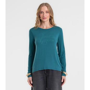 Imagem de Blusa Feminina Manga Longa Em Viscotorcion Rovitex Verde, M, Verde