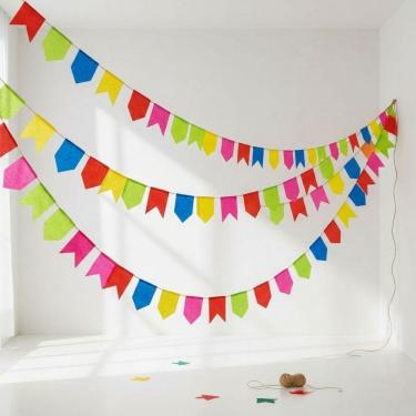 Imagem de 200 Metros Bandeirinha Papel Seda Festa Junina Decoração Arraial Bandeirolas