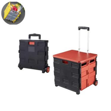 Imagem de Carrinho De Compras Dobrável 60L 35kg Com Tampa Portátil Multiuso - OA