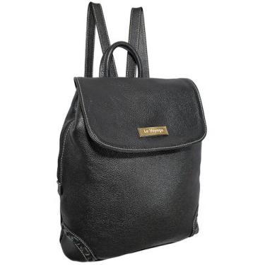 Imagem de Mochila Feminina De Couro Le Voyage Pequena Leve Espaçosa, Preto