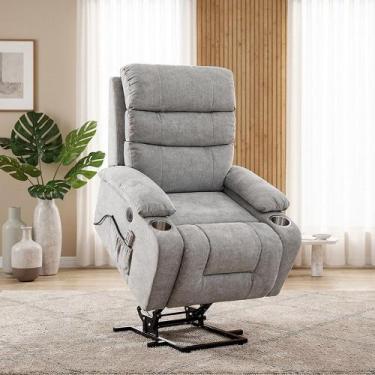 Imagem de Poltrona Papai Reclinável com Elevação Elétrica Aurora Linho Soft C01 