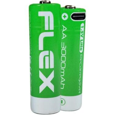 Imagem de Pilha Recarregável Pequena AA 3000MAH 1.5V BL.C/02 - FLEX