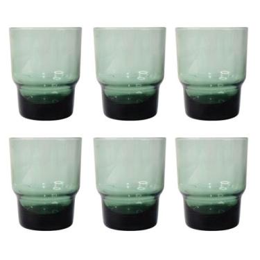 Imagem de Conjunto 6 Copos De Vidro Verde Moderno Água Bebida 315Ml - Tuut