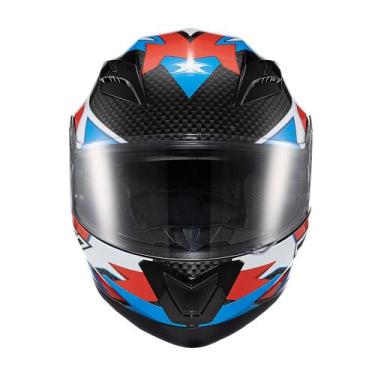 Imagem de Capacete Texx Strike moto motociclista -, Ride Azul Vermelho Branco e 