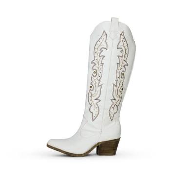 Imagem de Bota Cano Longo Texana Branco Cor:BrancoTamanho:38 - Valência, Branco,