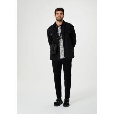 Imagem de Camisa Masculina Oversized Em Veludo Cotelê - Hering, M, Preto