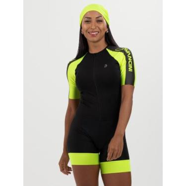 Imagem de Macaquinho De Ciclismo Feminino - Forro GEL - Impulse Amarelo Black Sa