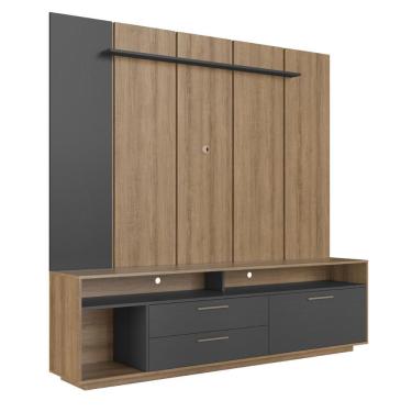Imagem de Home Rack E Painel Para Tv Até 75 Polegadas Com Iluminação Led Reims Grafite