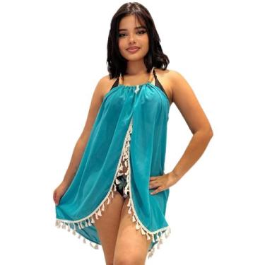 Imagem de Saída de Praia Canga Vestido Exclusiva Chalaróste MP100040, Azul tiffa