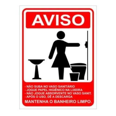 Imagem de KIT 12 Placa Sinalização Mantenha Limpo Feminino 15x20 - Pacific