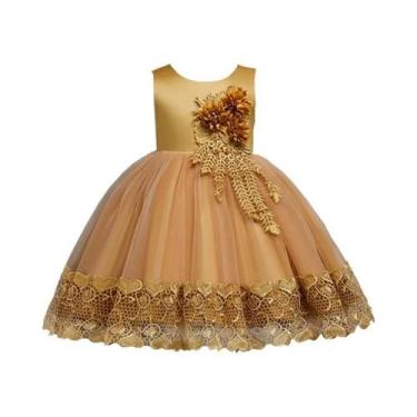 Imagem de Vestido De Festa Para Meninas Com Apliques De Renda E Flores, Verão, C