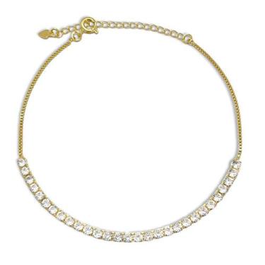 Imagem de Tornozeleira Riviera de Zirconia Banhada Ouro 18k  - Dril Semijoias