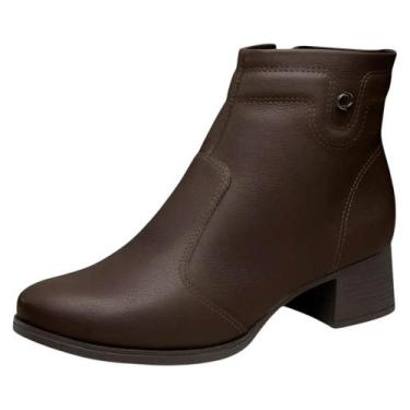 Imagem de Bota Feminina Cano Baixo Elegante Fechamento Seguro Dakota, Chocolate,
