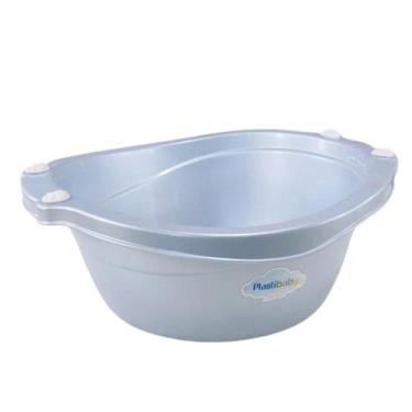 Imagem de Bacia de bebê infantil 14 litros plastibaby rosa azul branco com pegad