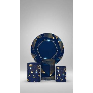Imagem de Kit Painel Festa Redondo e Capas Cilindro Dourado - Congratulations St