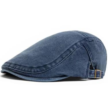 Imagem de Boné Newsboy Retro De Denim Desgastado Primavera Verão Estilo American