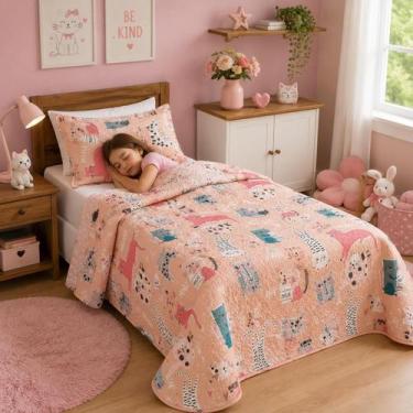 Imagem de Kit Cobre Leito Infantil Solteiro Menina 2 Peças Dupla Face Matelado B