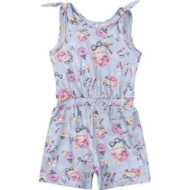 Imagem de Macacão Curto Estampado Infantil Menina Carinhoso Ref. 88948, 2, Azul