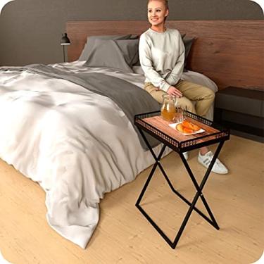 Imagem de Mesinha Dobrável Com Bandeja Para Café da Manhã Preto Fosco