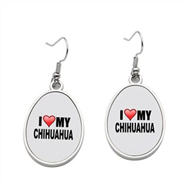 Imagem de Brinco I Love My Chihuahua - Brincos com pingente para meninas - Presente de festa de aniversário dos namorados