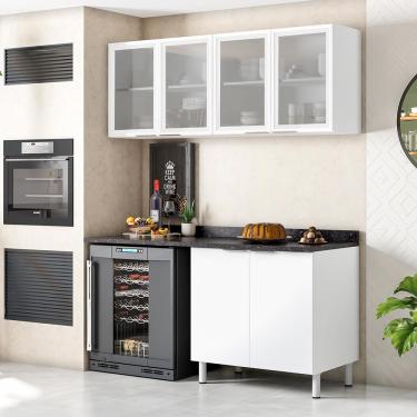 Imagem de Cozinha Compacta Bartira Rubi com 4 Portas e 2 Prateleiras - 160cm de largura