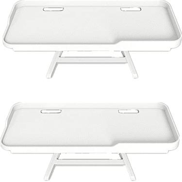 Imagem de 2 peças de prateleira superior para TV com prateleira superior ajustável, para suporte de celular, caixa de mídia, console de jogos, controle remoto, roteador, decoração de casa (pacote com 2)