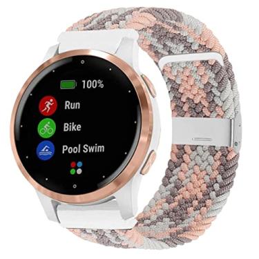 Imagem de Abanen Pulseira feminina de nylon elástico trançado para Garmin Venu 2S / Vivoactive 4S / Vivomove 3S, pulseira feminina de nylon elástico macio de 18 mm de secagem rápida para Forerunner 255s/255s