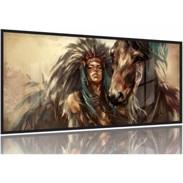 Imagem de Quadro Decorativo 130x60 Sala Quarto Arte Índia Cavalo 1