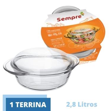 Imagem de Travessa de Vidro Terrina 2,8L Base 1,9L Tampa 0,9L Nadir