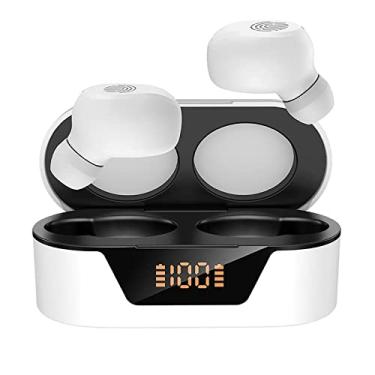 Imagem de RUSAM Fones de ouvido TWS BL31 A edição aprimorada verdadeiramente sem fio Bluetooth 5.2 fones de ouvido com controle de toque,fones de ouvido estéreo intra-auriculares com microfone embutido premium graves profundos para música,jogos,esportes,branco