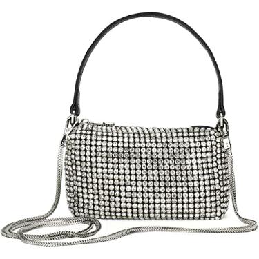 Imagem de Montana West Bolsa tiracolo feminina com glitter, mini bolsa de mão, Strass prateados brilhantes, Medium