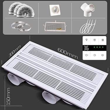 Imagem de Fã exausto Sem ventilador de ventilação montado no teto, ventilador de exaustão duplo de alta potência, 60 × 30cm Grade dupla poderosa ventiladora com válvula de retenção e interruptor Ventiladores de