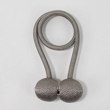 Imagem de Fivela de cortina de bola de pérola magnética fivela de cortina traseira de renda fivela de gancho de barra gancho acessórios de decoração para casa, cinza escuro, 4 peças