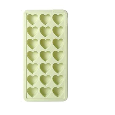 Imagem de Bandeja de cubo de gelo 21 grade molde de cubo de gelo de silicone com bandeja de tampa caixa de cubo de gelo em forma de coração molde de decoração de bolo produção DIY molde de cubo de gelo (cor: verde)