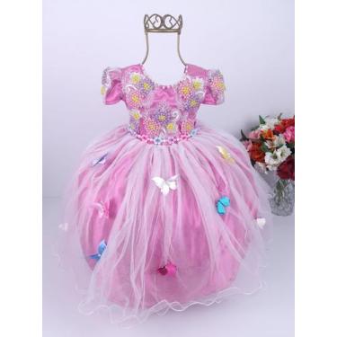 Imagem de Vestido Infantil Realeza Pink Rosa Jardim Encantado Festa Aniversário