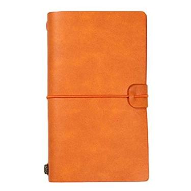 Imagem de Caderno de capa dura vintage espiral de couro falso caderno escolar material de escritório caderno de negócios para estudantes, laranja S