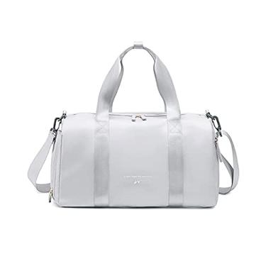 Imagem de Bestgift Bolsa de ginástica esportiva unissex bolsa de viagem curta com separação seca e úmida bolsa de grande capacidade, Cinza, 41*23*20.5cm