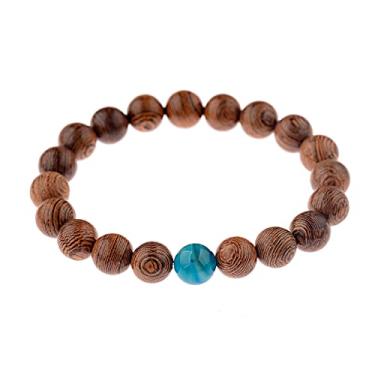 Imagem de Pulseira de ioga de contas de madeira natural de 10 mm masculina elástica budista oração pulseira de buda joia - estilo 7, Cristal