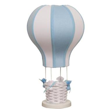 Imagem de Abajur Balão Azul Com Branco Decoração Quarto Infantil - Luz Em Foco