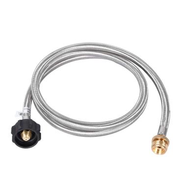 Imagem de GGC Mangueira adaptador de propano trançado de aço inoxidável de 6 metros, conversão de propano de 0,5 kg a 9,0 kg para tanque tipo 1 LP/QCC1, aparelho portátil em massa e grade a gás certificada pela CSA